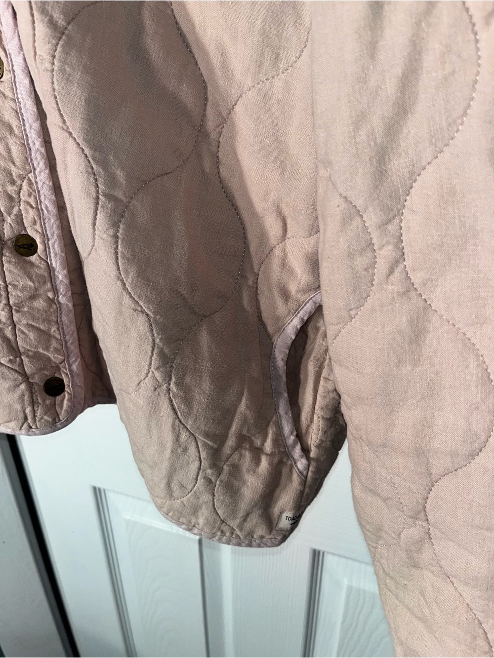 Women’s Toad&Co Sunhemp Quilted Jacket- Oatmeal Size XL Hemp Button - Picture 4 of 6